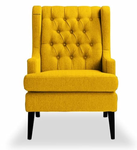 Image of Wingback Chair for Living Room one Seater Sofa |Luxury Rest Chair Arm Chair Sofa (Yellow)