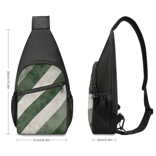 Sling Bag para Hombre y Mujer Verde con Rayas Diagonales miniatura 2
