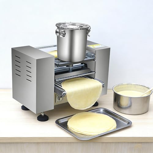 Máquina para hacer crepes para pasteles Mille, velocidad ajustable, produce 200-300 rebanadas por hora, adecuada para panaderías y pizzerías, superficie de cocción de 6 pulgadas