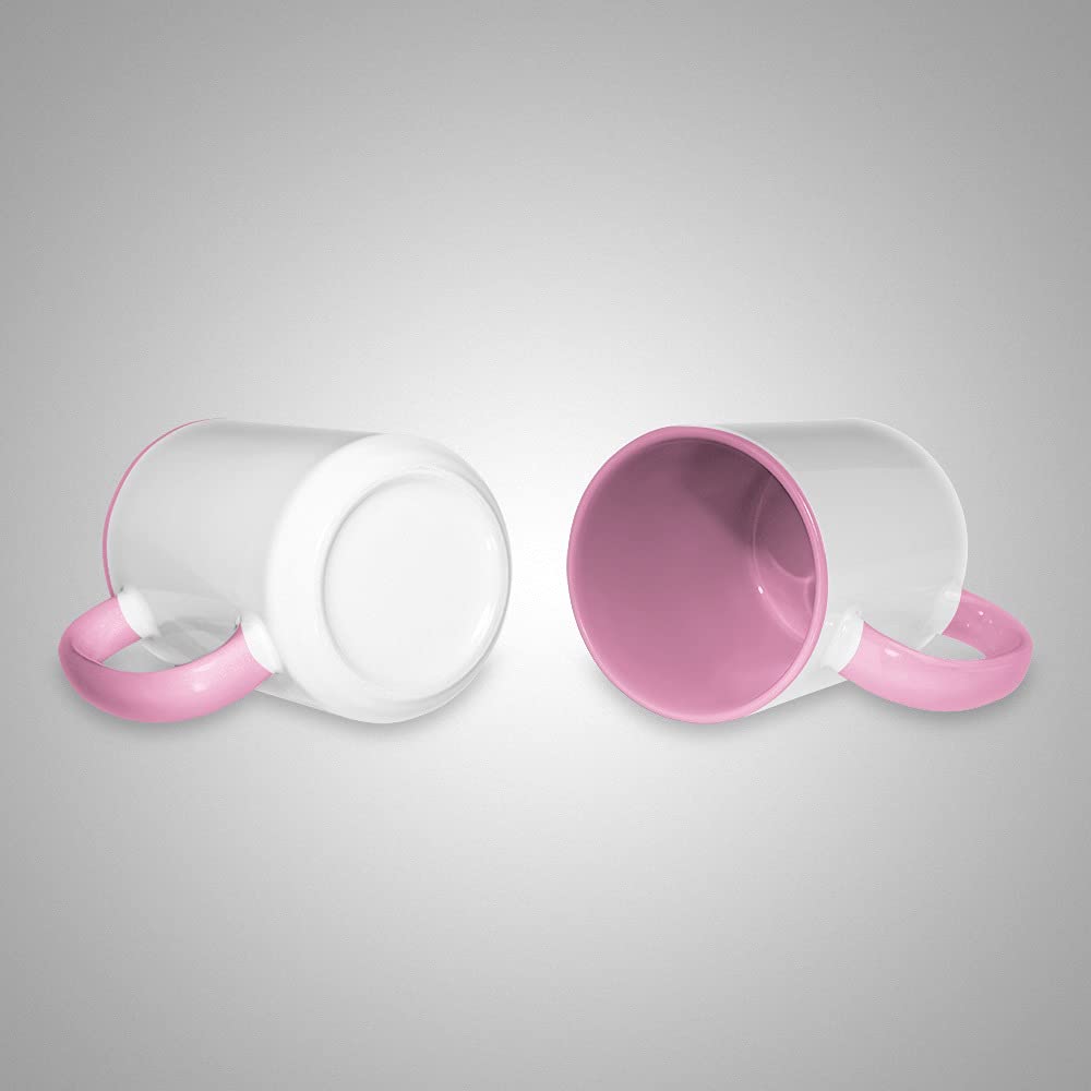 Bastel-Tassen ohne Druck zum Bemalen aus Hochwertiger Keramik Einzeln oder im Set/Mug/Cup/Becher/Pott Jumbo Tasse Innen & Henkel Rosa 6er Set
