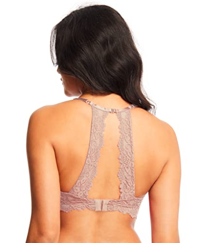 Miley Sutiã de renda frente única para mulheres, sutiã sem forro e gola alta sem fio, perfeito e aju