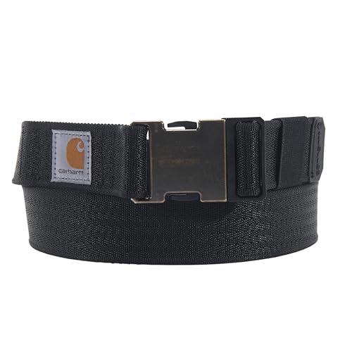 Carhartt Men's Casual Belts, W/Heavy Duty Flexible Stitching, Available in Multiple Styles, Colors & Sizes, Rugged Flex Nylon Webbing (Black), Large