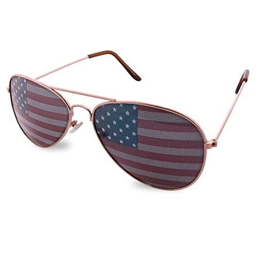 American USA Flag Design Metal Frame Aviator Sunglasses3