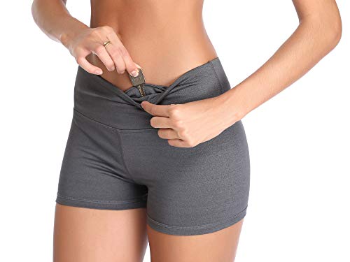 CADMUS Women's High-Waisted Spandex Athletic Shorts for Yoga, Running, Volleyball, Cheer & Biker Shorts,3 Pack,05,Black,Grey,Dark Green,X-Small