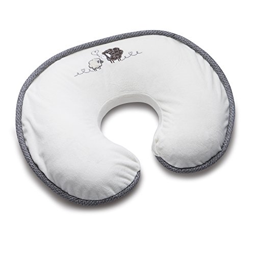 Image of Boppy Luxe Nursing Pillow and Positioner, Sherpa Sheep, Ultra-soft minky fabric on one side with adorable appliqué and coordinating piping
