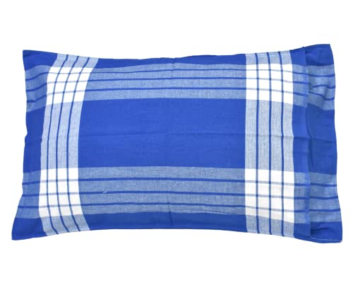 Image of TUNI MANI Pure Cotton Bedsheet with Pillow Cover for Home /Hospitals, Size : 50 inch X 90 inch (Blue)