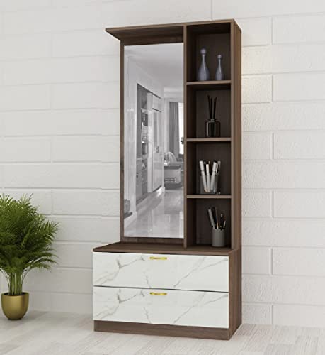 Image of MAMTA DECORATION Engineered Wood Dressing Table with Storage for Bedroom Living Room Wooden Vanity Tables (Dark Vogue)
