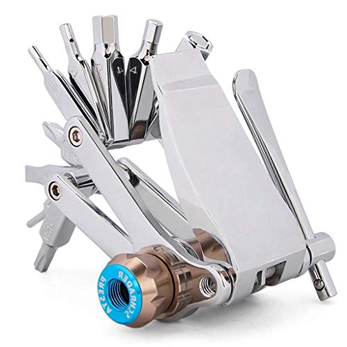 Juego de reparación de herramientas para bicicleta 16 en 1 Juego de herramientas de reparación de bicicleta Llave Destornillador Cadena Herramienta multifunción para bicicleta de acero al carbono (Si