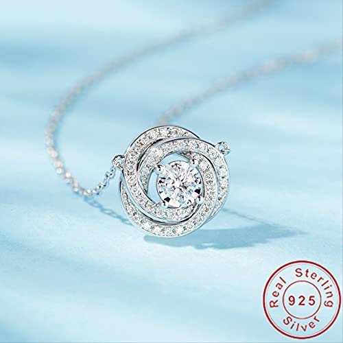Collier avec pendentif en diamant moissanite et argent 925 pour femmes