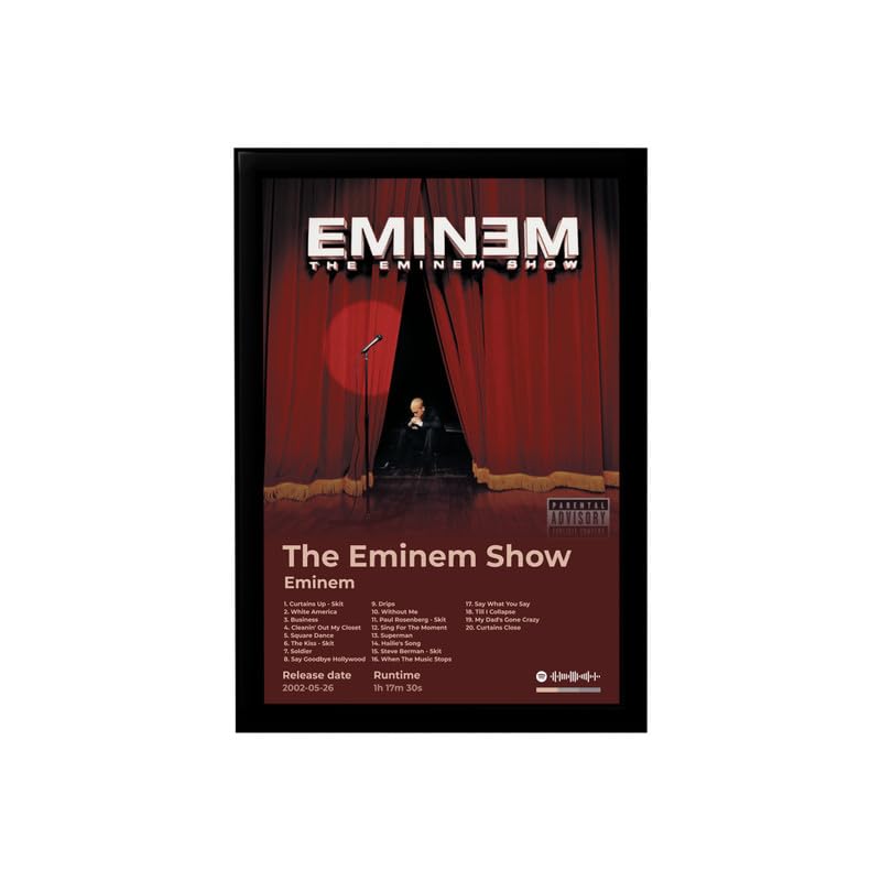 Image of BLINKART Eminem- The Eminem Show Wall Photo Frames | Wall Art for Bedroom, Living Room, Studio or Office | Album Cover Print with Spotify Song Link QR Code | Gift for Fans - 8x12 In
