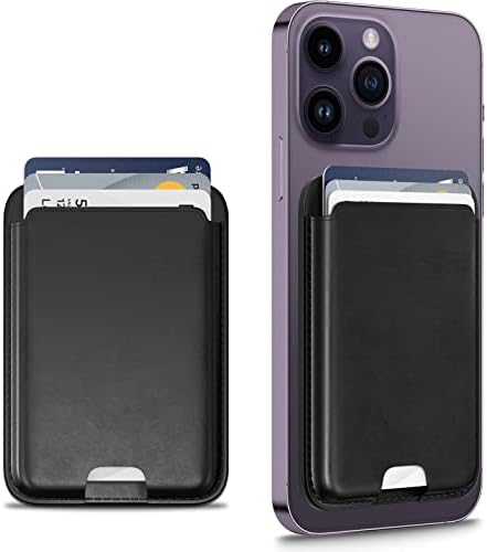 EDC Leather MagSafe Wallet for iPhone 14/13/12 Series, Detachable RFID Card Holder (3 Slots), Black