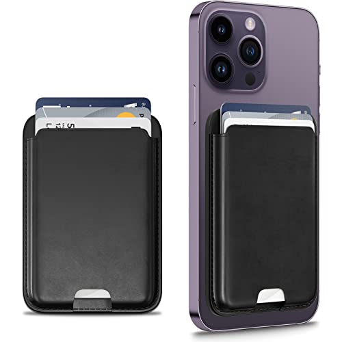 Edc Leather Magsafe Wallet For Iphone 14/13/12 Series, Detachable Rfid Card Holder (3 Slots), Black #TOP16