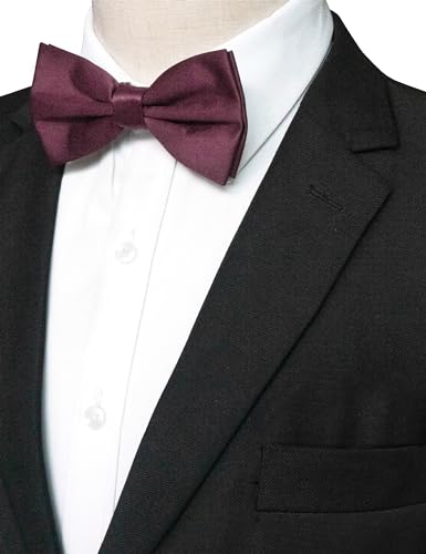 Image of JEMYGINS Solid Color Pre-tied Bow Tie Adjustable Bowtie for Men