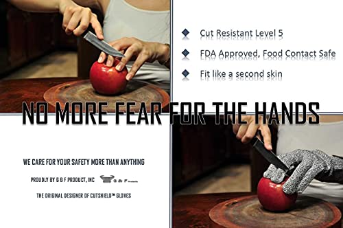 G & F 57100M CUTShield Classic level 5 Cut Resistant Gloves for Kitchen,Food Grade Cut Resistant Gloves, Medium.,Grey