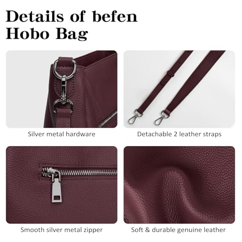 Image of befen Soft Genuine Leather Hobo Bags Purse for Women Crossbody Shoulder Bag
