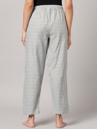 Image of KRYPTIC Women's 100% Pure Cotton Woven Pyjama | Mid Rise Relaxed Fit Full Length Nightwear Pant with Elasticated Drawstring Waistband & Side Pocket | Comfortable Lounge, Sleepwear & Casual Bottom Wear