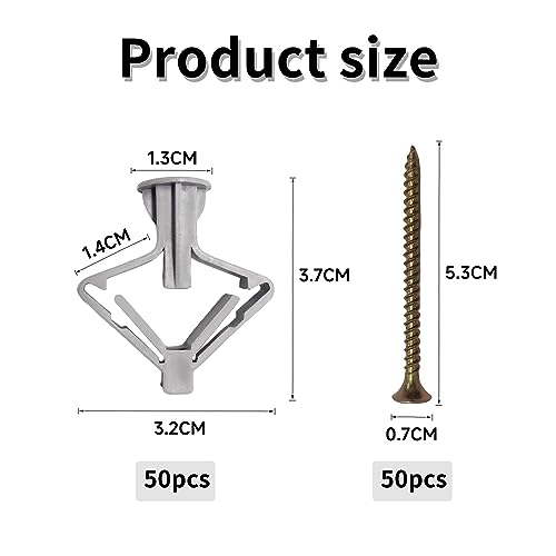 100 pcs (50 pcs Wall Plugs + 50 pcs Wall Screws) Wall Plug and Screw ...