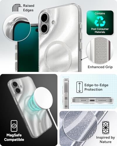 Coque iPhone 16 Plus Graphène ZAGG Milan Snap MagSafe Swirl Glitter - 6