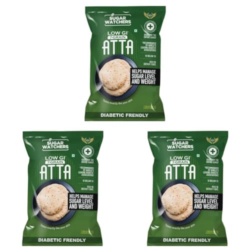 Image of Sugar Watchers Low GI 7-Grain Atta | Diabetic Friendly | Clinically Certified Low GI | Dietician Recommended | Goodness of Jowar, Chana & Isabgol | High Protein & High Fibre | Rich in Iron, Magnesium and Calcium | Multigrain atta for entire family | 4 Kg