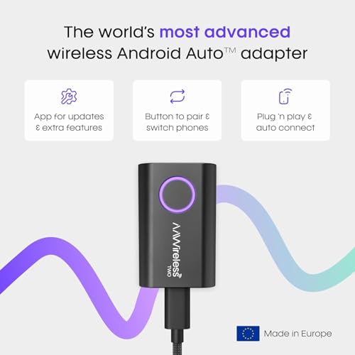 Image of AAWireless Two - Android Auto Wireless Adapter - Convert Factory Wired Android Auto to Wireless - Multifunctional Button - Easy Plug and Play Setup - Seamlessly Connect Via Bluetooth - Made in Europe
