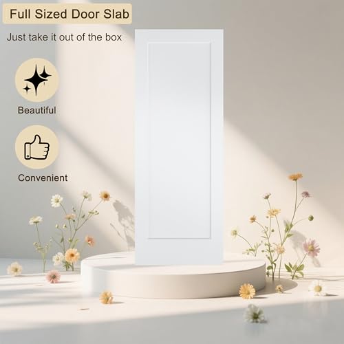 Image of BARNSMITH 30x80 in 1-Panel White Primed Molded Door Slab, Shaker Style Paintable Hollow Core Interior Door Panel, for Pocket, Swing, Sliding Door, Durable and Lightweight, No Assembly Required