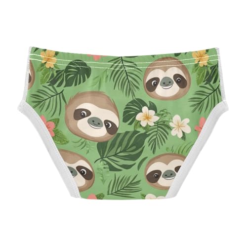 Wusikd Cute Sloth Face Boys' Underwear Cotton Tropical Leave Boys Briefs Soft Toddler Underwear 2T2