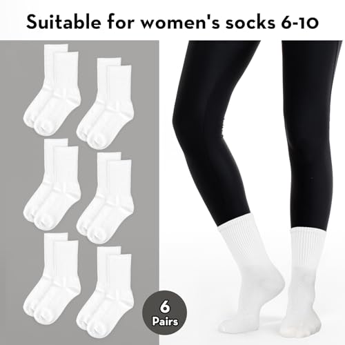 Lusofie 6 Pairs White Crew Socks for Women Lightweight White Thin Cotton Socks Size 6-10 Cotton Athletic Casual Ankle Running Sock for Women All Season2
