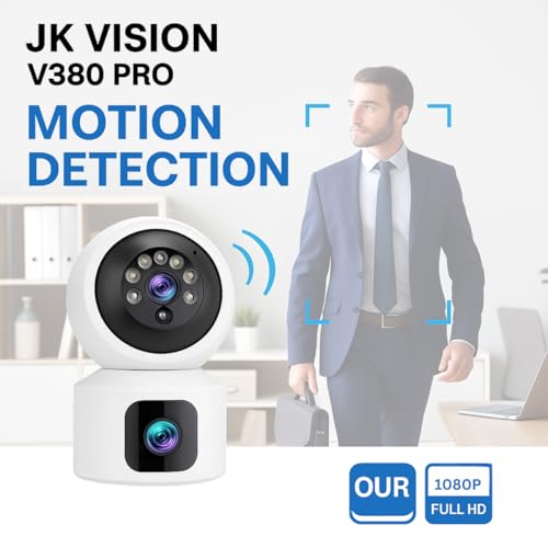 Image of JK VISION V380 Pro 4G SIM Card Camera | 3MP 4K Dual Lens Indoor PTZ WiFi CCTV | AI Human Tracking, Two-Way Audio, Baby & Pet Monitor, Night Vision, Dual-Screen Smart Home Security Camera