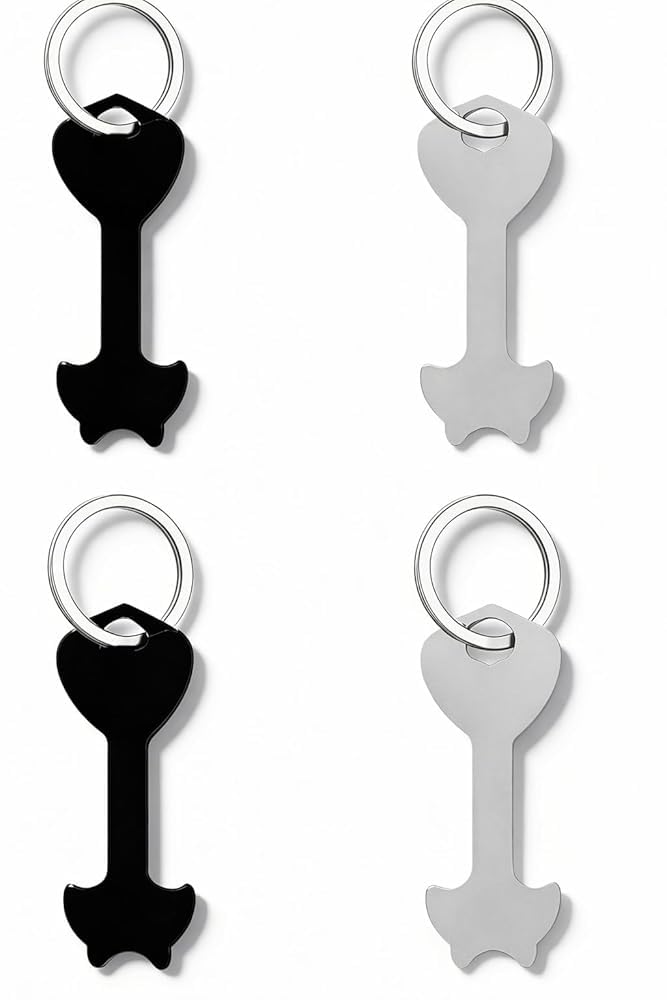 4 Set Stainless Steel Shopping Trolley Tokens,Universal Stainless Steel Trolley Trolly Coin Uk,Removable Trolleys Tokens Coin Keyring,Trolley Key Release Tool for Supermarkets,no Coins(Black Silver)