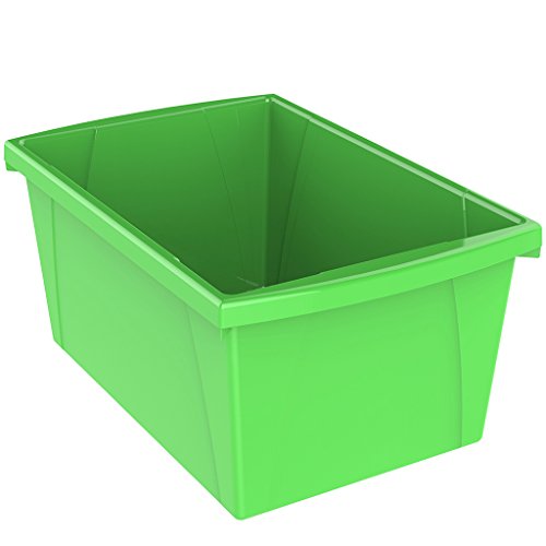 Image of Storex 5.5 Gallon Storage Bin - Plastic Classroom Organizer for Books and Supplies, Green, 6-Pack (61485F06C)
