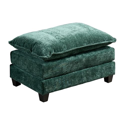 Green Ottoman for Modular Sectional Sofa, Chenille Fabric Cloud Couch