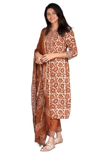 Image of KLOSIA Women's Printed Straight Kurta and Pant with Dupatta Set