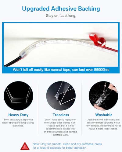Image of ALITOVE WS2812B Addressable LED Strip Lights Outdoor 16.4FT 60LEDs /M Upgraded Adhesive LED Tape Light Waterproof IP67 5V Programmable, Replacement for WS2811 SK6812 (No Power & Controller)