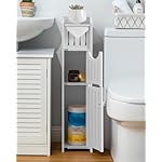 AOJEZOR Bathroom Storage Cabinet: Small Bathroom Storage - Toilet Paper Cabinet Fit for Mega Roll,White - Image 4