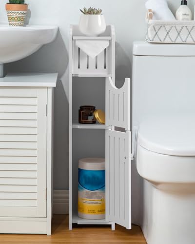 AOJEZOR Bathroom Storage Cabinet: Small Bathroom Storage - Toilet Paper Cabinet Fit for Mega Roll,White - Image 5