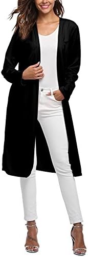 SunBabel Womens Casual Long Cardigans Open Front Coat Sunscreen Cardigans With Pocket Plus Size (S-3XL)