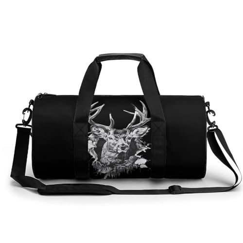 Deer Artwork Wall Travel Duffel Bag Gym Bags Sports Tote Shoulder Weekender Handbag for Men Women