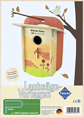 Pebaro 399/3S Laubsägevorlage Vogelhaus bunt bedruckt, 3mm...