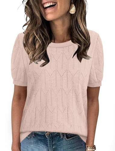 Womens Tops Summer Short Sleeve Sweater Basic Work Business Casual...