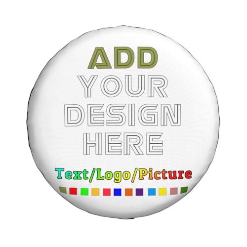 Image of Custom Spare Tire Cover Personalized Tire Covers Add Your Own Design Logo Picture Customize Wheel Cover Universal Size 14-17 in Fit for Jeep Trailer Camper RV Wheel Covers, White