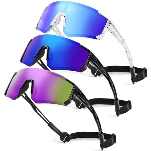 3 Pack Kids Polarized Sunglasses - Youth Baseball Sunglasses for Boys Girls Age 3-12 Sports UV Protection Goggles A12-black+dark Blue / Black+purple /