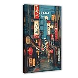Lienzo decorativo para pared, diseño de calle japonesa, para sala de estar, dormitorio, 40 x 60 cm