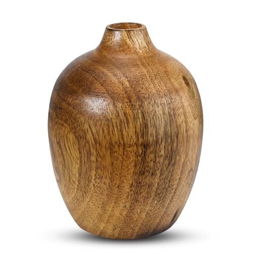 AeraVida Rustic Elegance Small Round Hand-Carved Vase