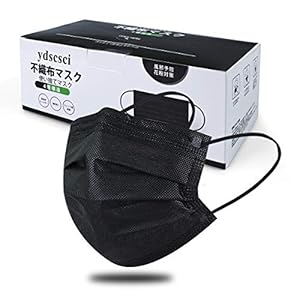 [ydscsci] マスク 黒 使い捨てマスク ブラック 4層構造 不織布 50枚入 高密度フィルター 耳が痛くなりにくい 一次性防護 黒 防塵 花粉対策 風邪予防