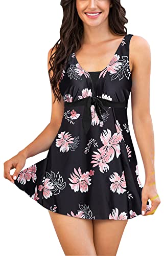 ECUPPER Womens One Piece Swimsuit with Bust Coverage and Skirted Shaping