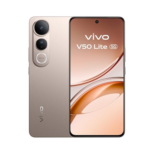 VIVO V50 Lite 5G Smartphone, Teléfono móvil Android con hasta 12 GB + 512 GB, Pantalla AMOLED de 6,77' y 120 Hz, Cámara Doble de 50 MP, Batería de 6500mAh, 90W FlashCharge, Oro
