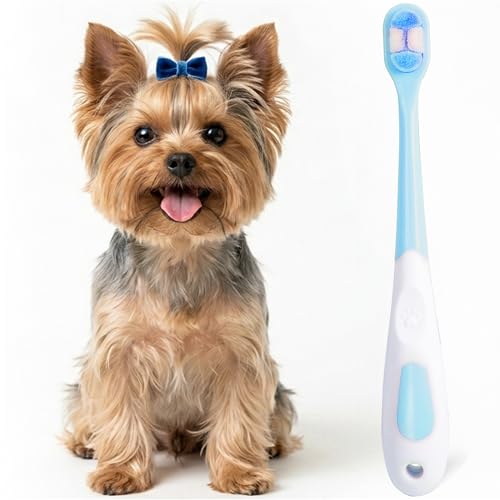Image of Small Dog Toothbrush, Puppy & Cat Tooth Brushing Kit, Ultra Soft Head Teeth Brush for Kitten & Tiny to Medium Pet, Doggy Toothbrushes Deep Dental Clean, 1 PCS, Blue