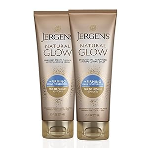 Jergens Natural Glow +FIRMING Self Tanner Body Lotion, Fair to Medium Skin Tone, Sunless Tanning Moisturizer with Collagen and Elastin. Helps to Visibly Reduce Cellulite, 7.5 Fl Oz (Pack of 2)