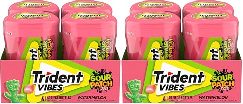Image of Trident Vibes SOUR PATCH KIDS Watermelon Sugar Free Gum, (320 Total Pieces),40 Pieces(Pack of 8)