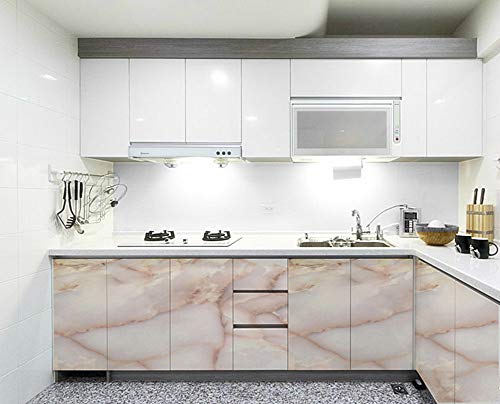 Teemall Self Adhesive Jade Look Marble Gloss Film Contact Paper Waterproof Shelf Liner Drawer Cabinet Sticker 15.6Inch By 78Inch #TOP5